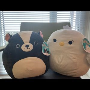 BNWT 12” Squishmallows - Skyler the Skunk & Alyssa the Swan Bundle